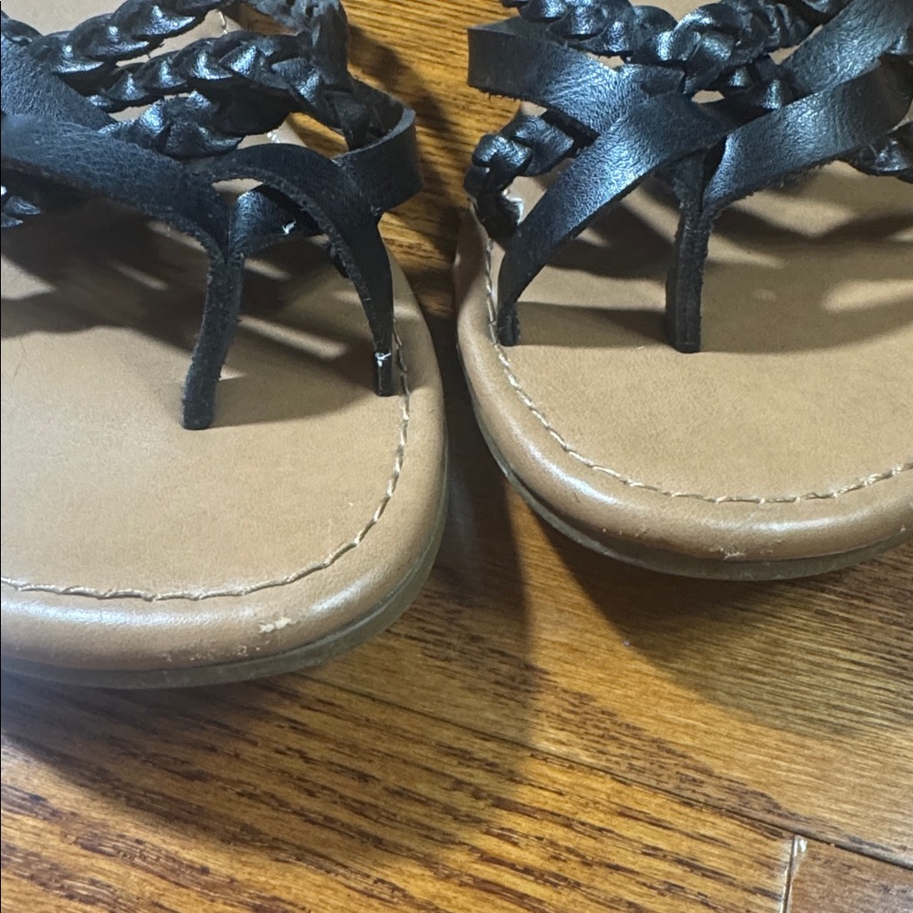 5/$25 Sonoma sz 7 Black and Tan Braided Women's Sandals - Picture 3 of 7